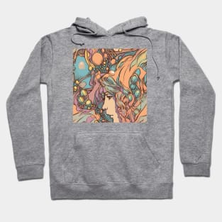 Pearl and long-haired greek mythology goddess close-up pattern Hoodie